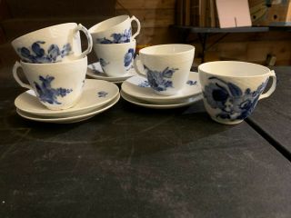 6 Royal Copenhagen Blue Flower Demitasse Cups And Saucers 8046