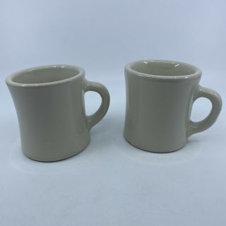 2x Vintage Victor Usa Diner Mug Coffee Heavy Restaurant Ware White Ceramic
