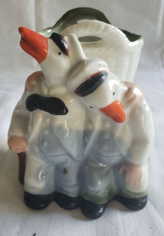 Antique German Fairing Porcelain " Two Drunken Sailor Ducks " Miniature Souvenir