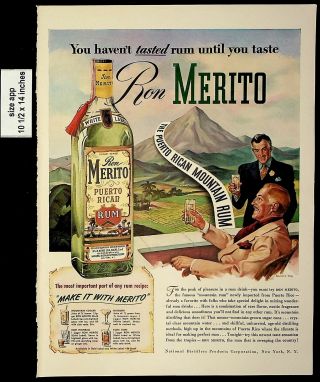 1942 Ron Merito Puerto Rican Rum Vintage Print Ad 8543