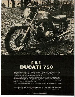 1974 Ducati 750 Motorcycle Vintage Print Ad