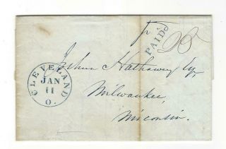 1844 Stampless Ltr: Stove - Maker C.  J.  Woolson Cleveland,  Oh J.  Hathaway Milwaukee