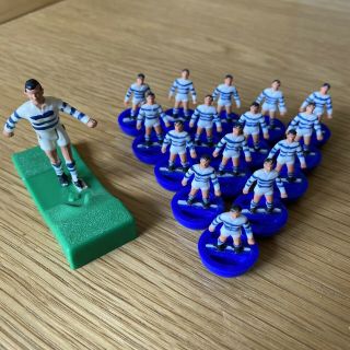 Vintage Subbuteo Table Rugby Team Spares Blue Kit - 15 Players,  Kicker 1970s