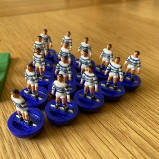 Vintage Subbuteo Table Rugby Team Spares Blue Kit - 15 Players,  Kicker 1970s 3
