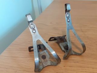 Set Of " Atos ",  England Adjustable Steel Toe Clips,  Vintage Bicycle