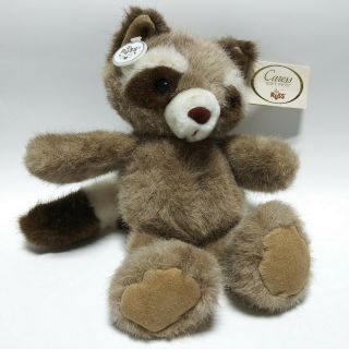 Vintage Russ Caress Soft Pets Macaroon Raccoon Stuffed Animal Plush With Tags