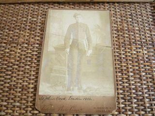 Antique Cabinet Card Boar War Military Photo Soldier St Johns Wood London 1901