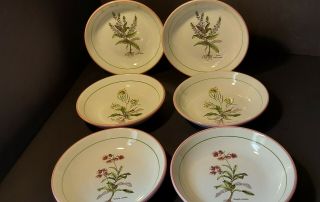 Vintage Primula Decorata A Mano Pasta Bowls Set Of 6 Made In Italy 3 Different