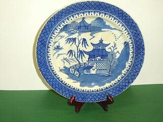Antique J & W Ridgway Flow Blue Willow 9 - 3/4 " Dinner Plate Oriental China