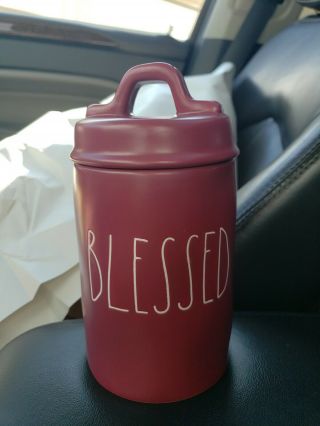 Rae Dunn " Blessed ".  Cinnamon Apples Scented Candle In Baby Canister.