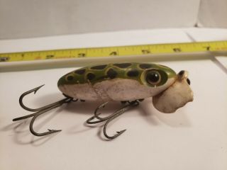 Vintage Plastic Lip Ww2 Arbogast Frog Pattern Jitterbug Fishing Lure