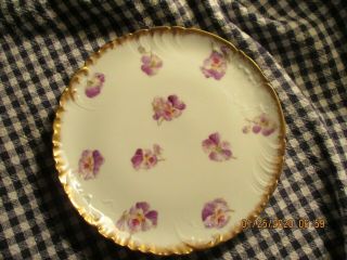 Haviland - France - 7 1/4 " Purple - Pansy Plate - Antique