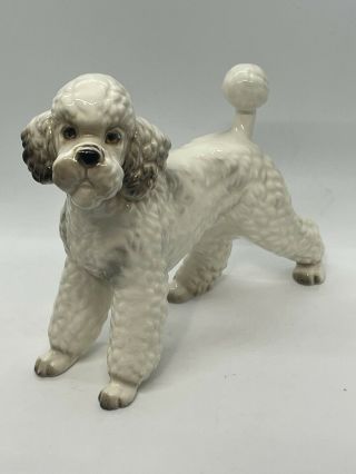 Vintage Ceramic White Standard Poodle Figurine Dog Figurine Hand Painted