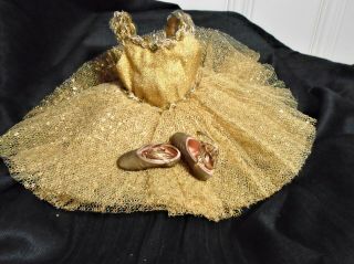 Gold Tutu And Gold Slippers For Vintage Madame Alexander Elise