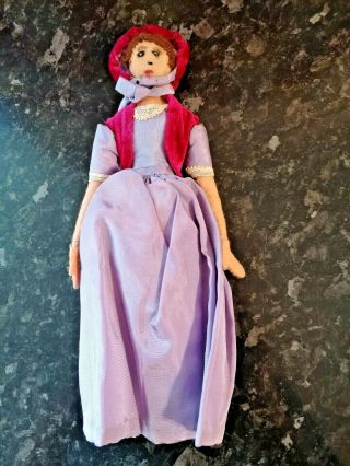 Vintage Antique Felt Doll In Hand Made Clothes