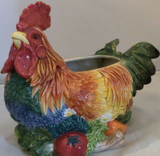 Fitz And Floyd Coq Du Village Rooster 9 " Soup Tureen Or Cookie Jar