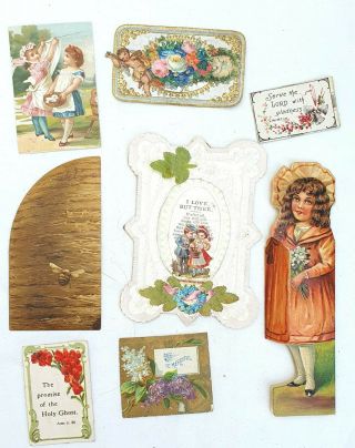8 X Victorian Greetings Cards & Religious Notes Valentines Year Birthday