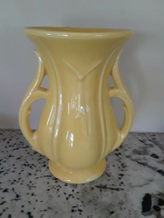 Usa Mccoy Pottery Vase Yellow Art Deco 8 " Tall