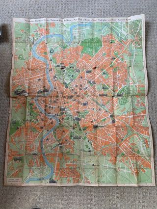 Large " Plan Of Rome " Italy Map 1955 - 82cm By 66cm - L.  Salomone