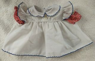 Vintage Cabbage Patch Kids Red Floral Sleeve Dress Outfit Blue Trim Collar J