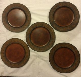Better Homes And Gardens Faux Antique Copper Charger Plates 13” Set Of 5