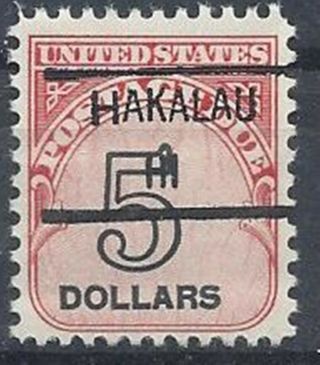 Hawaii Precancels,  $5 Postage Due,  Hakalau,  Type 841