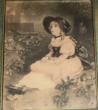 Vintage Framed Print of Young Child In A Garden 2