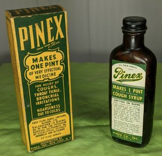 Rare Fantastic Vintage Antique Medicine Bottle Pinex Makes 1 Pint Cough Syrup