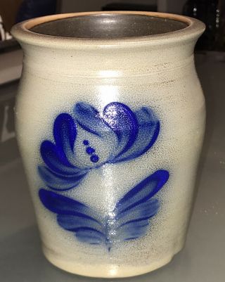 Bbp Beaumont Brothers 1992 Salt Glazed Pottery Flower Crock Signed And Dated.  6”h