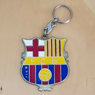 Fc Barcelona Badge Crest Fcb Vintage Large Metal Keyring / Key Chain - Lineva