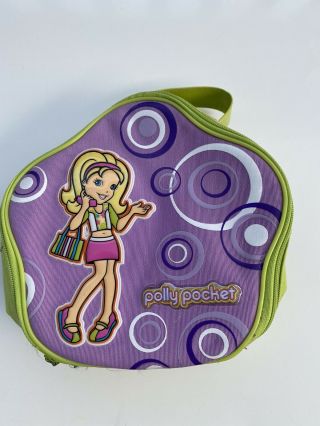 Polly Pocket 2004 Zippered Carrying Case Bag Purple - Green Euc