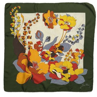 Jean Paix Multicolor Scarf 100 Silk Floral 30 " /30 "