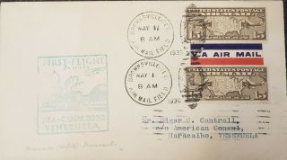 1930 Fam Usa Maracaibo First Flight Brownsville Rare Dispatch