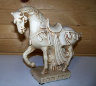 Vintage Ceramic Pottery Chinese Tang War Horse Statue Figurine 10 "