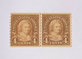 Travelstamps: 1924 Us Stamps Sc 601 Martha Washington,  Coil Line Pair 2 Cents