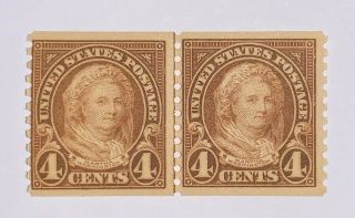 Travelstamps: 1924 US Stamps Sc 601 Martha Washington,  Coil Line Pair 2 Cents 2