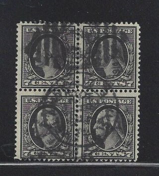 United States 1914 7c Washington,  Scott 407 Fine Block Of 4,  Scv $100