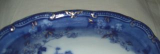 Splendid Flow Blue LUGANO Pattern Serving Bowl w/Gold - Ridgeway,  England 1912 3