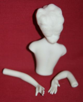 Vntge 3 pc Porcelain Doll with Arms/ Hands - Parts Restore To Make 9” Doll (D11) 2