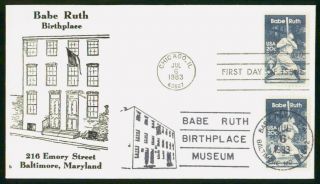 Mayfairstamps Us Fdc 1983 Babe Ruth Block Baltimore Md First Day Cover Wwo_04535