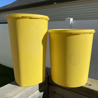 Vintage Tupperware Canisters Yellow With Lids 805 - 5 1222 - 4 For Wear