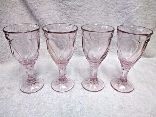 Noritake Sweet Swirl Pink Wine Glasses 6 3/4 " Footed Tumblers Set Of 4