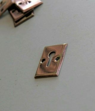 Antique Rectangular Polished Copper Brass Stamped Keyhole Escutcheon 1 3/8 " X 1 "