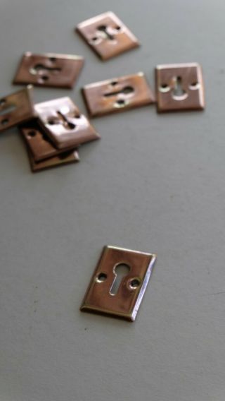 Antique rectangular polished copper brass stamped KEYHOLE ESCUTCHEON 1 3/8 