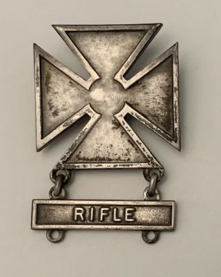 Vintage Sterling U.  S.  Military Marksman Badge Rifle Bar Insignia Pin