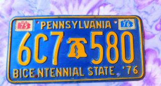 Vintage 1976 Pennsylvania Pa Penna Bicentennial Bell License Plate 6c7580