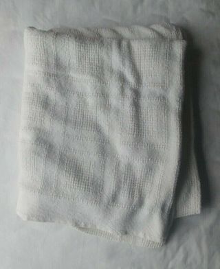 Vtg - Beacon 100 Cotton Thermal Blanket 70in X 88in King / Queen White Usa