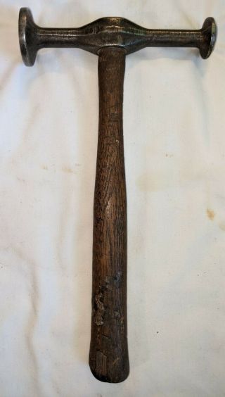 Old Antique Vintage Large Auto Body Hammer W/ 1 - 3/4 " End & 1 - 1/4 " Rounded End
