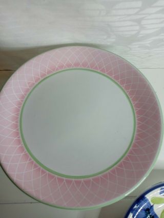 Herend Village Pottery Plate - Elizabeth Barrett Roache.  Pink Checkered