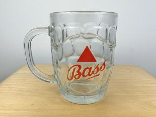 Vintage Bass Ale Beer Glass Mug Stein Dimple Glass 5 " Crown Dema - England